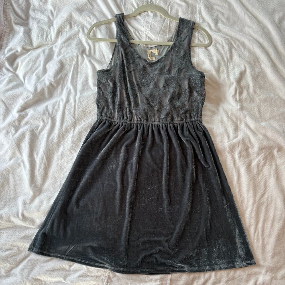 Silver Tank Dress - Lace and Velour